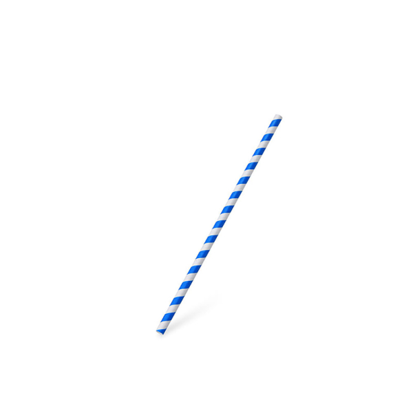 Papiertrinkhalm Spirale Blau `JUMBO` Ø8mm x 25cm (100 Stück)